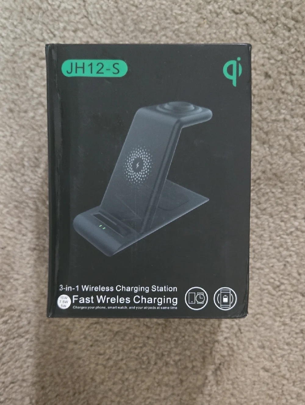 JH12-S 3-in-1 Wireless Charging Station - Black
